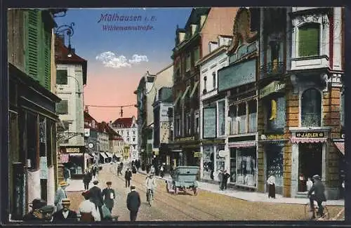AK Mülhausen i. E., Wildemannstrasse mit Geschäft von J. Adler
