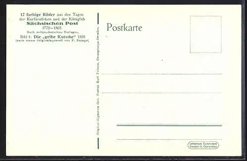 Künstler-AK Die Gelbe Kutsche 1809, nach einem Originalaquarell von F. Zumpe