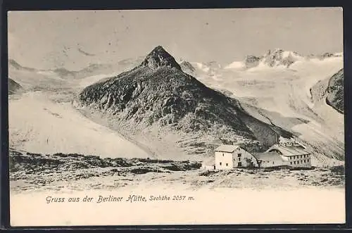 AK Berliner Hütte, Berghütte mit Umgebung