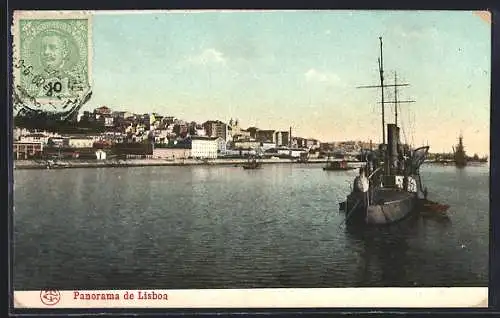 AK Lisboa, Panorama mit Schiffen