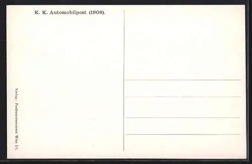 AK Jäger mit Hund und Postwagen, K. K. Automobilpost 1908