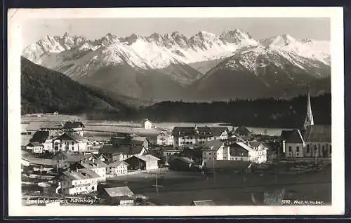 AK Seefeld, Seefeld gegen Kalkkögl., Teilansicht der Ortschaft