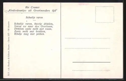 Künstler-AK Rie Cramer: Schuitje varen, Familie in einem Ruderboot