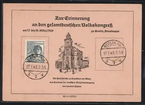 AK Berlin, Gesamtdeutscher Volkskongress 1948, Paulskirche zu Frankfurt a/M