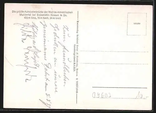 AK die grösste Reichsautobahnbrücke bei Siebenlehn