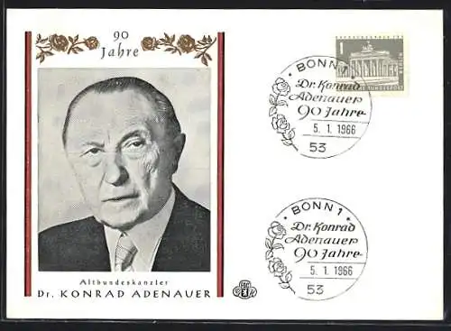 AK Altbundeskanzler Dr. Konrad Adenauer, 90 Jahre