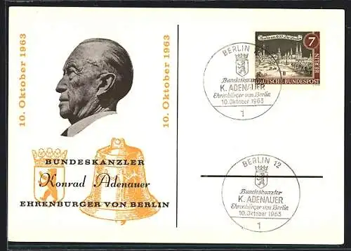 AK Ehrenbürger v. Berlin Bundeskanzler Konrad Andenauer 1963