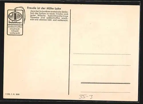 AK Wäscherinnen, Reklame für Indanthren Farben