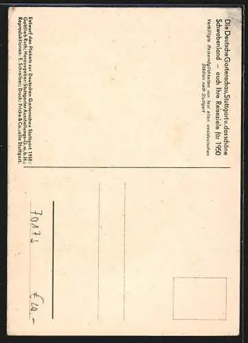 AK Stuttgart, Ausstellung Deutsche Gartenschau 1950, Korb mit Blumen