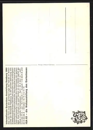 AK Hamburg, Internationale Gartenschau-Ausstellung 1963, Karte des Ausstellungsgeländes