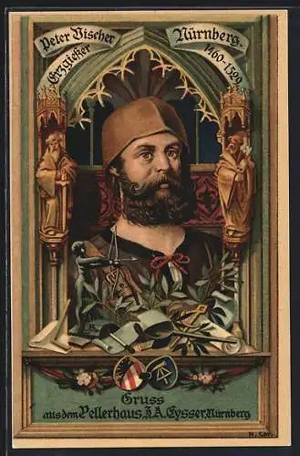 Künstler-AK Portrait des Erzgiessers Peter Vischer aus Nürnberg