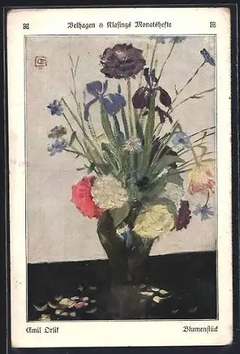 Künstler-AK Blumenvase, Velhagen & Klasings Monatshefte