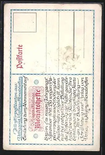 Künstler-AK Blumenvase, Velhagen & Klasings Monatshefte