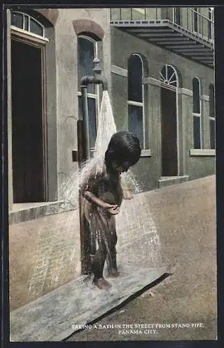 AK Panama City, Taking a Bath in the Streets from Stand Pipe