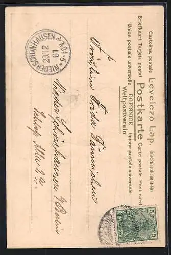 AK Holländerin mit Blume und Brief