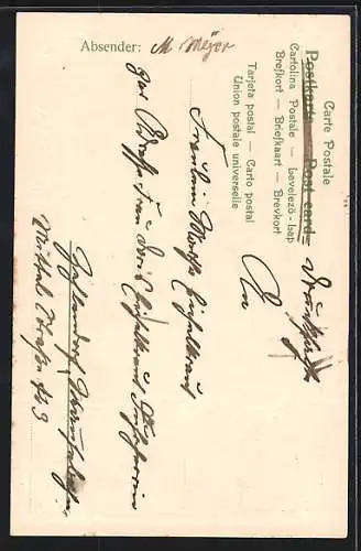 Lithographie Duftende Blumen will ich Dir schenken..., Mädchen