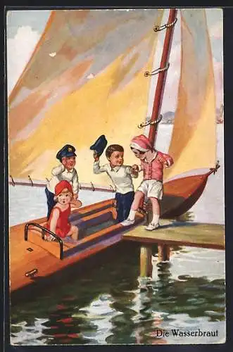 Künstler-AK Die Wasserbraut, Segelsport