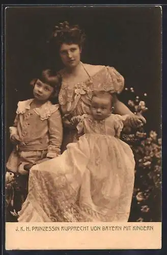 AK I. K. H. Prinzessin Rupprecht von Bayern mit Kindern