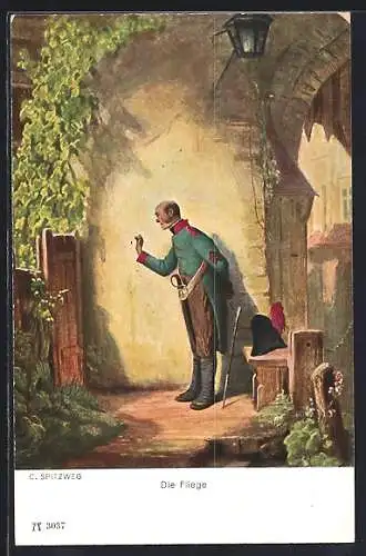 Künstler-AK Carl Spitzweg: Soldat und die Fliege