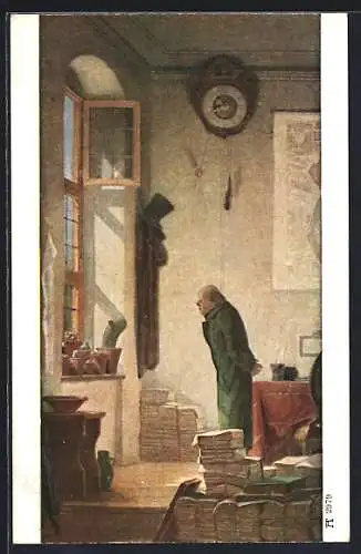 Künstler-AK Carl Spitzweg: Mann blickt auf seine Kakteen, Der Kaktus