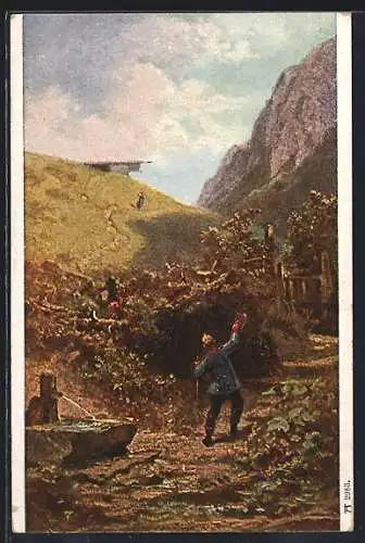Künstler-AK Carl Spitzweg: Der Urlauber
