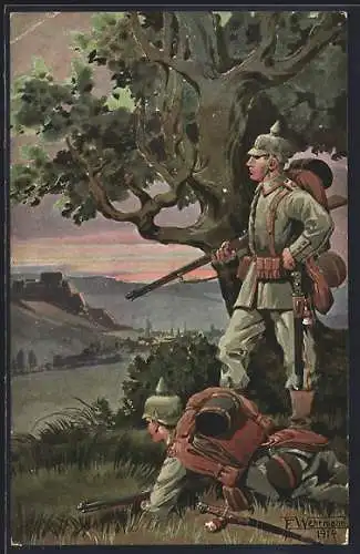 AK Deutsche Soldaten der Infanterie in Uniform mit Gewehren