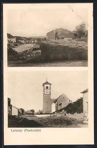 AK Leintrey, Blick zur Kirche, Strassenszene