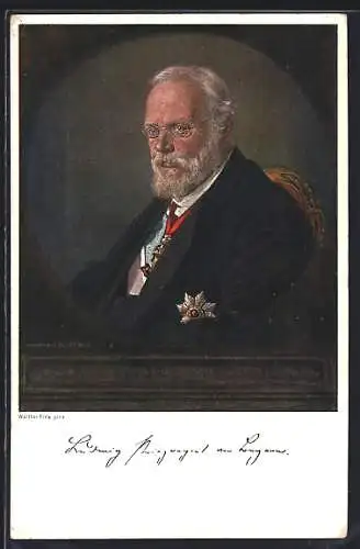 AK König Ludwig III. von Bayern mit Orden und Brille