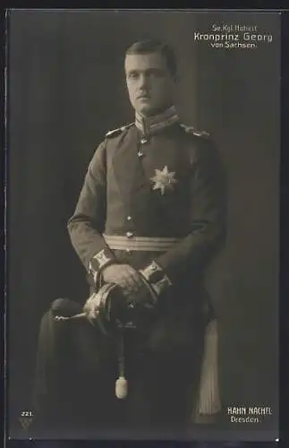 Foto-AK Walter Hahn, Nachfolger: Kronprinz Georg von Sachsen in Uniform