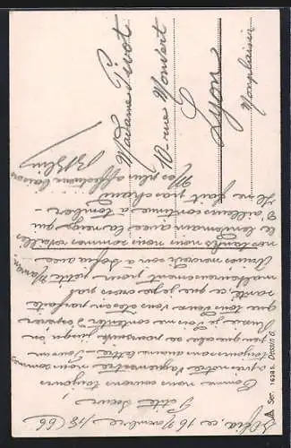 Lithographie Albanische Schönheit mit Kopftuch und goldenen Pailletten