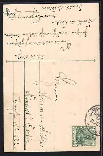 AK Mann mit Blumen im Auto