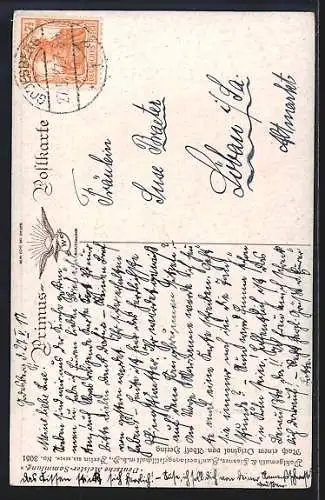 Künstler-AK Wohlgemuth & Lissner, Primus-Postkarte No. 3051: Kameraden, Mädchen und Junge auf einer Wiese