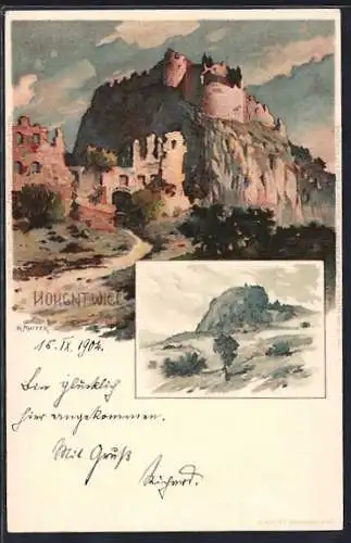 Künstler-AK Karl Mutter: Burg Hohentwiel
