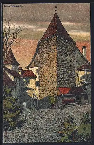 Künstler-AK sign. Bollmann: Zürich, Innenhof der Kyburg