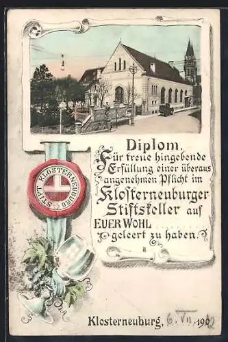 AK Klosterneuburg, Gasthaus Stiftskeller, Diplom
