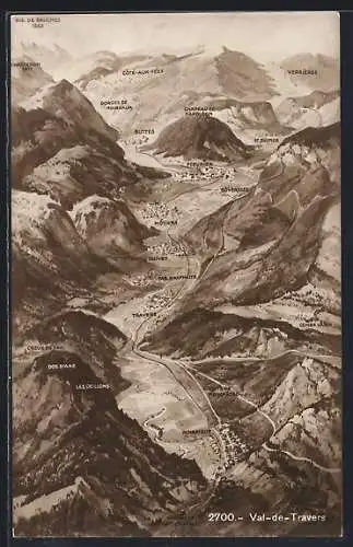 AK Buttes, Val de Tavers mit Verrieres, Motiers u. Les Oeillons