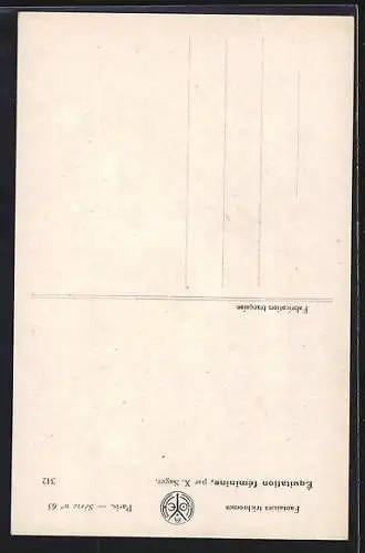 Künstler-AK Xavier Sager: junge Reiterin mit ihrem Pferd