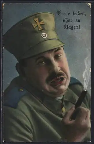 AK Soldat mit qualmender Zigarre