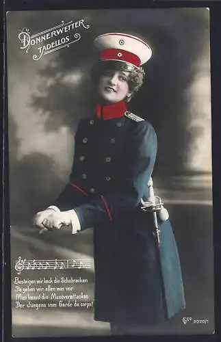 AK Junge Dame in Uniform mit Degen