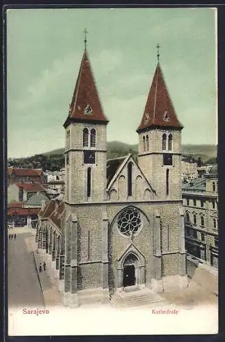 AK Sarajewo, Blick auf die Kathedrale