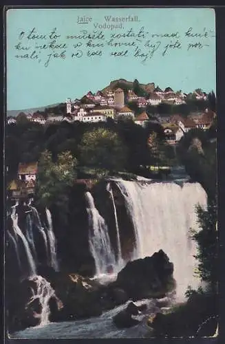 AK Jajce, Teilansicht mit Wasserfall