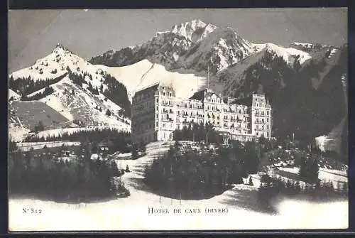 AK Caux, Ansicht vom Hotel de Caux im Winter