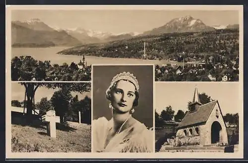 AK Küssnacht a/ R., Portrait S. M. Astrid Königin von Belgien, La chapelle au souvenir