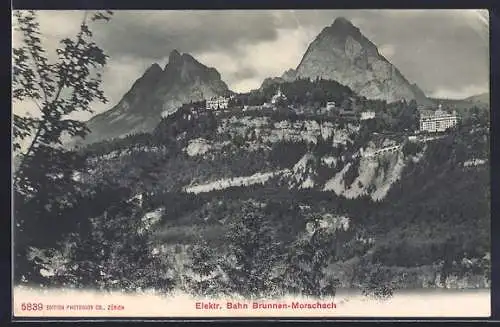 AK Brunnen- Morschach, Elektirsche Bahn, Ortspartie