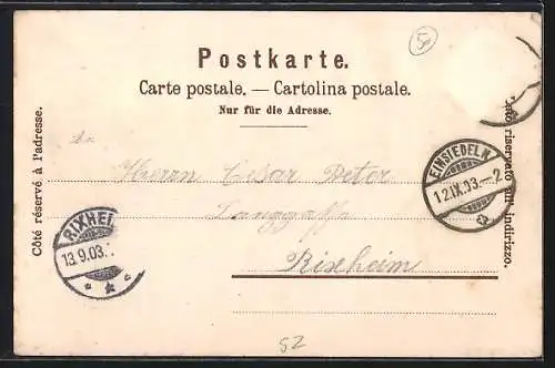 Lithographie Einsiedeln, Wallfahrtskirche mit Wallfahrtsgruppe, Gnaden-Mutter