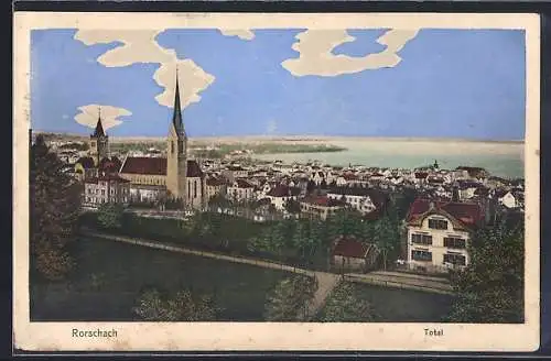 AK Rorschach, Totalansicht mit der Kirche
