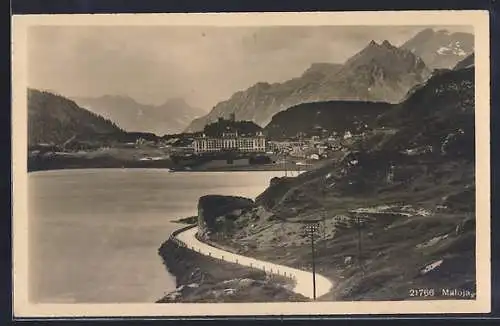 AK Maloja, Fernsicht der Ortschaft