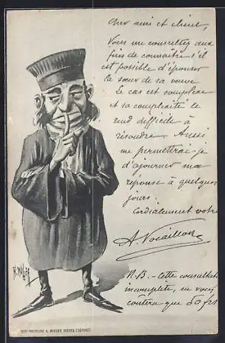 Künstler-AK Jurist in nachdenklicher Pose