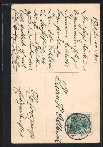 Künstler-AK Willi Scheuermann: Knabe in Matrosenuniform mit Brief und Rosenstrauch, Geburstagskarte