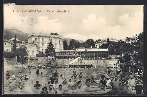 AK Abbazia, Urlauber im Seebad Angolina